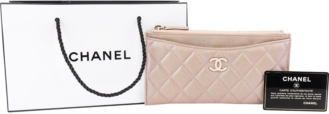 Chanel Quilted Caviar Leather CC Long Card Holder Zipped Wallet