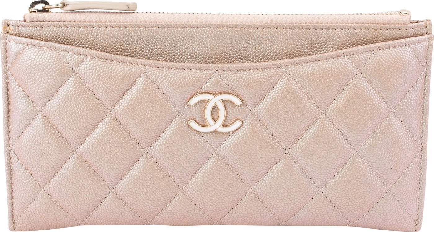 Chanel Quilted Caviar Leather CC Long Card Holder Zipped Wallet