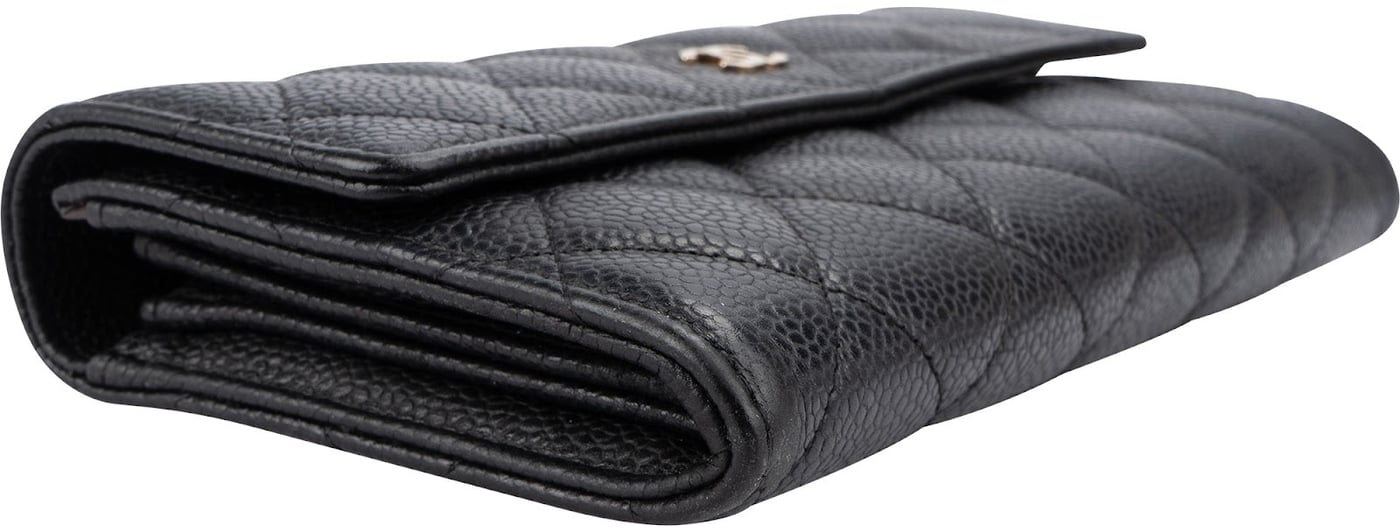 Chanel Quilted Caviar Leather CC Flap Wallet