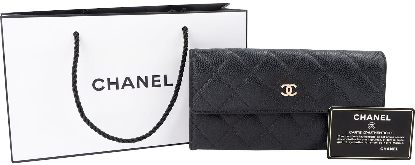 Chanel Quilted Caviar Leather CC Flap Wallet
