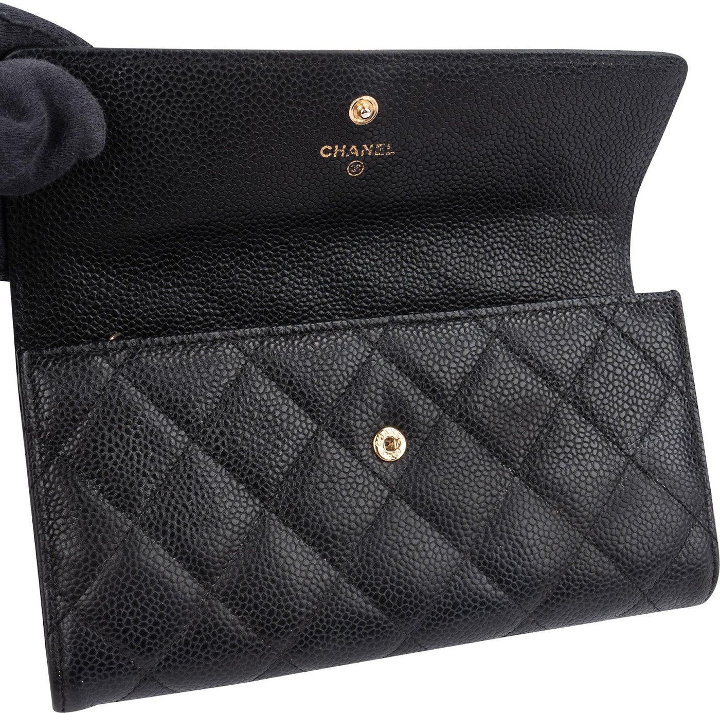 Chanel Quilted Caviar Leather CC Flap Wallet