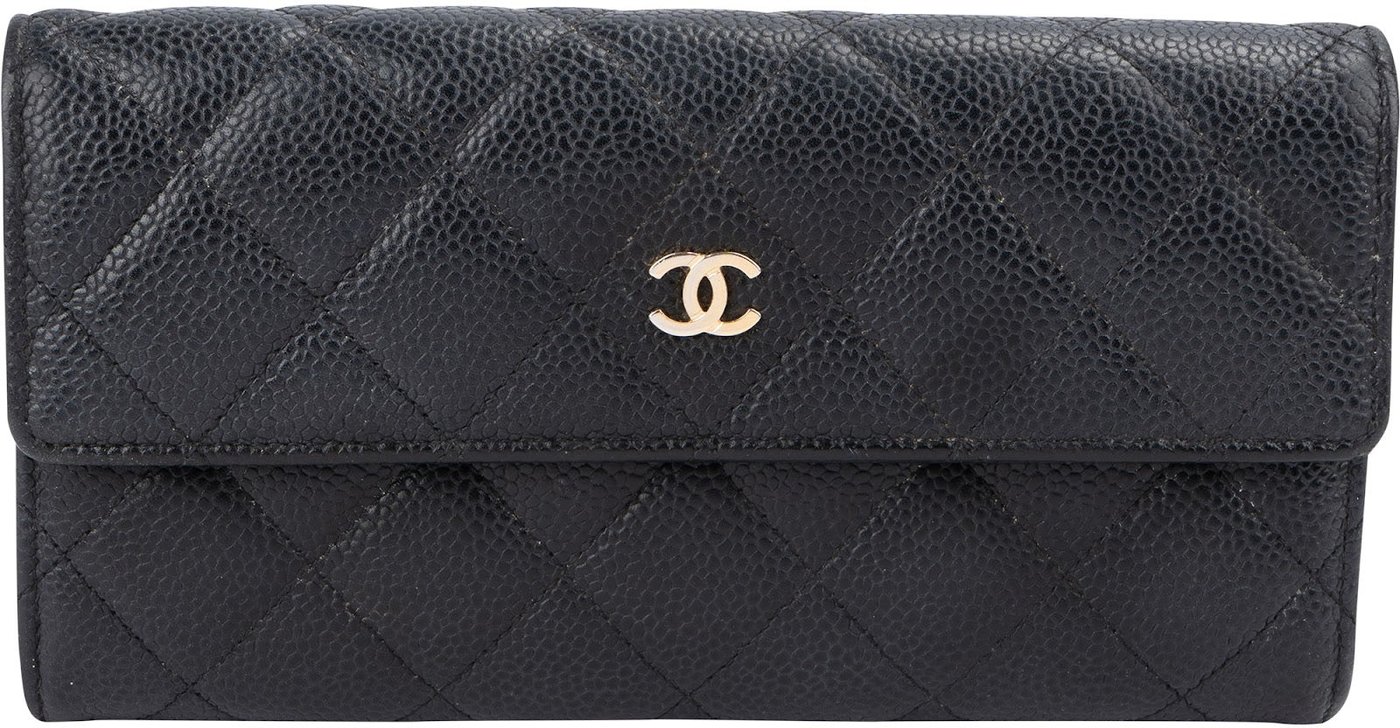 Chanel Quilted Caviar Leather CC Flap Wallet
