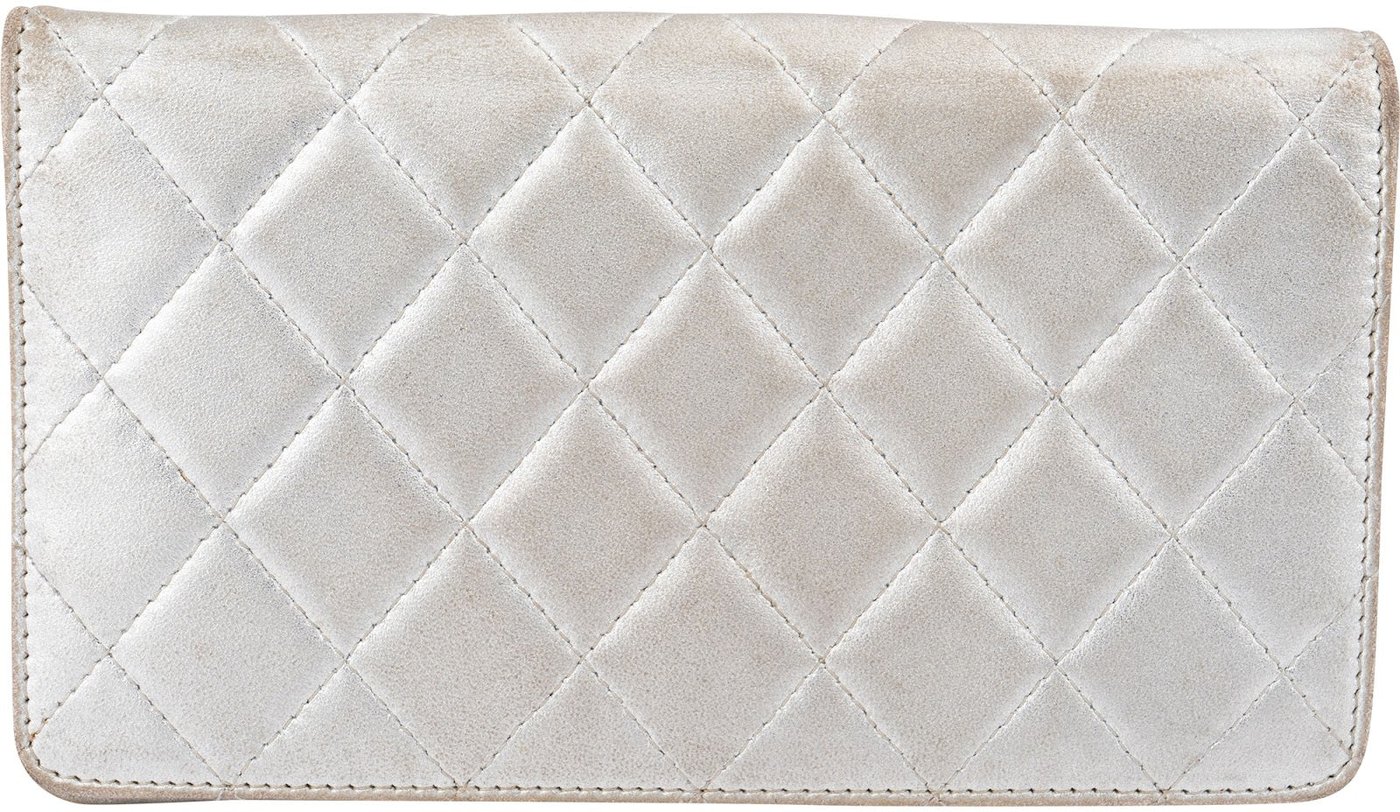 Chanel Silver Metallic Quilted Lambskin 2.55 Reissue Flap Wallet