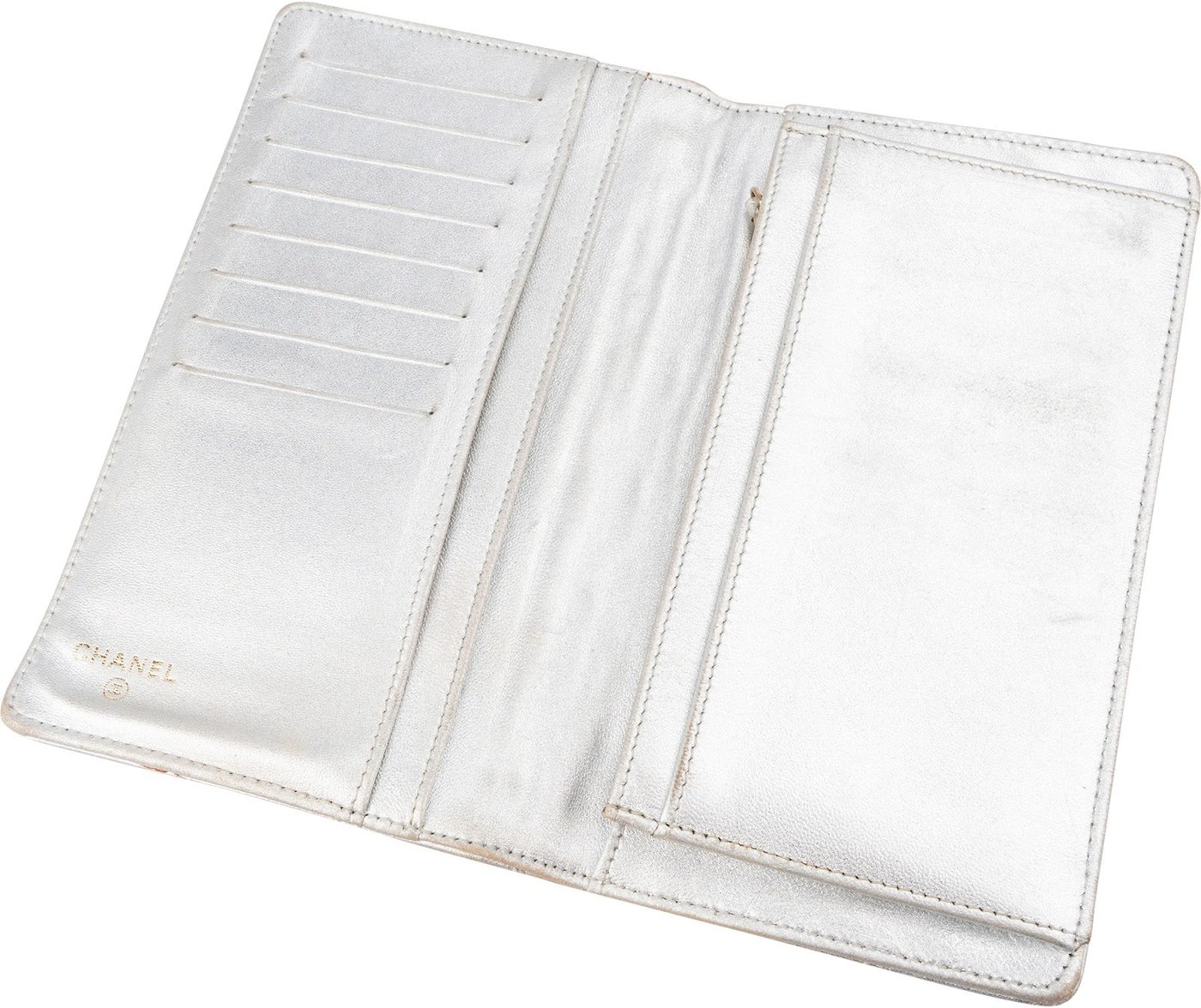 Chanel Silver Metallic Quilted Lambskin 2.55 Reissue Flap Wallet