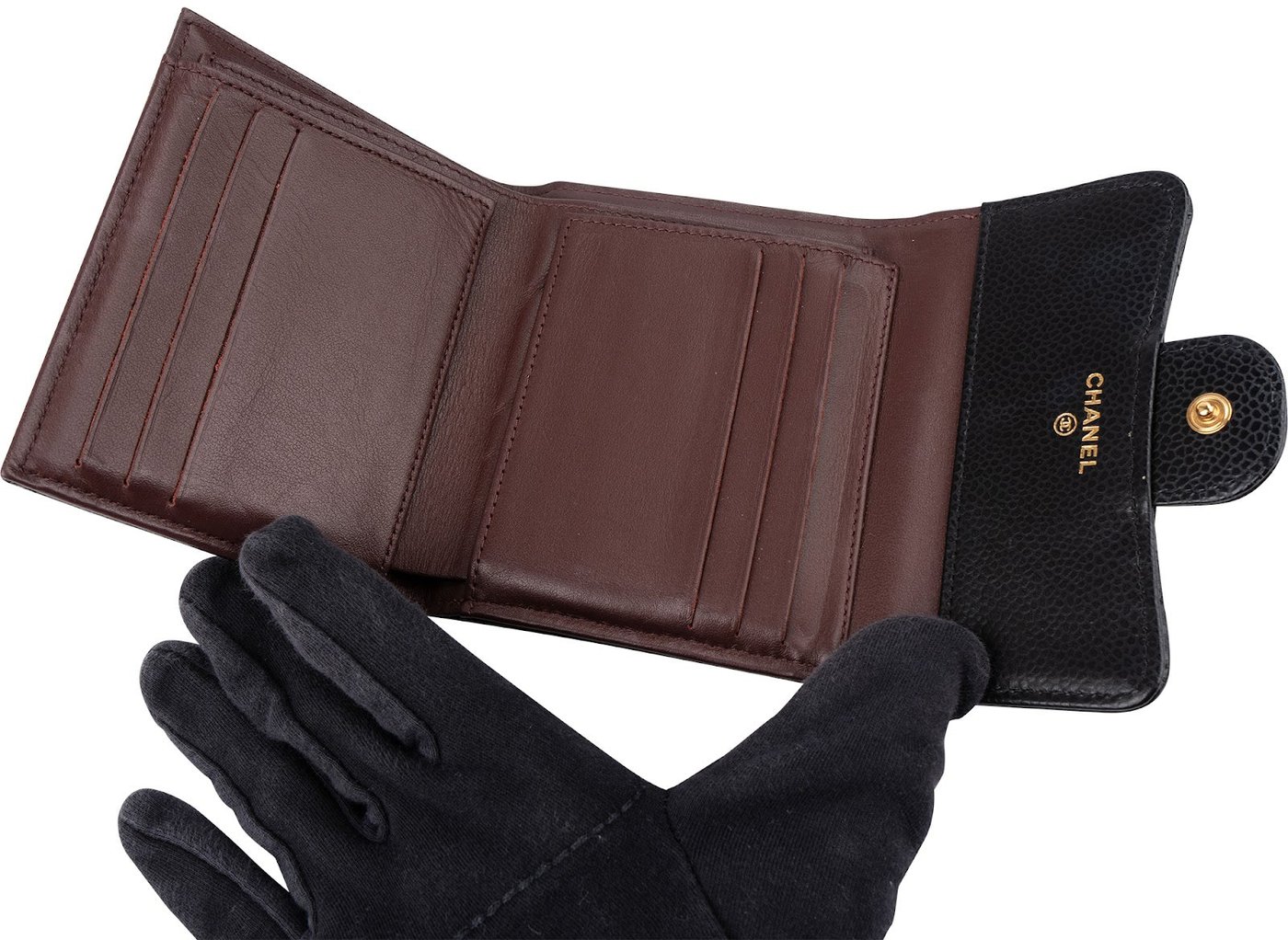 Chanel Quilted Caviar Leather CC Small Flap Wallet