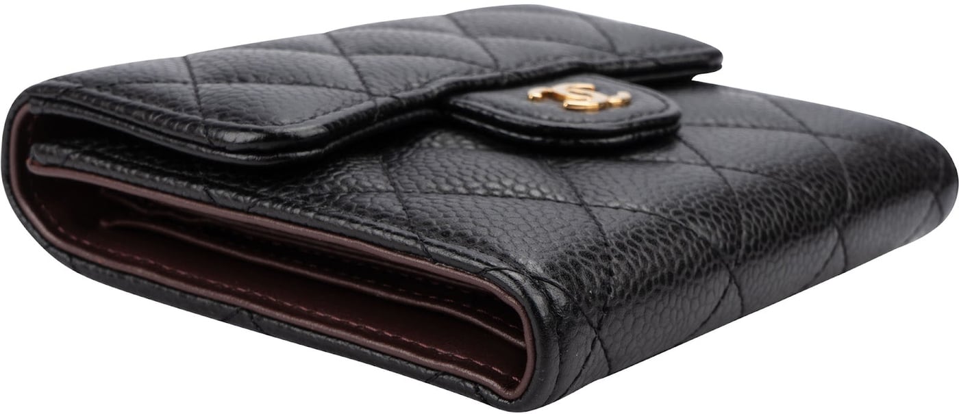 Chanel Quilted Caviar Leather CC Small Flap Wallet