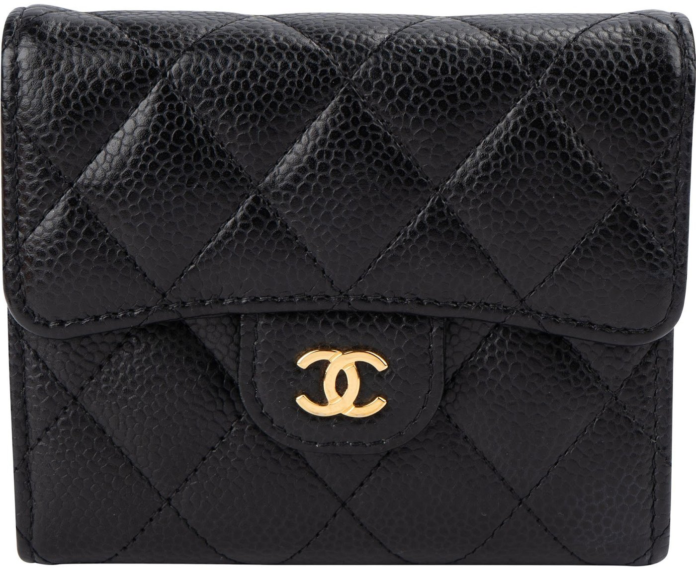 Chanel Quilted Caviar Leather CC Small Flap Wallet