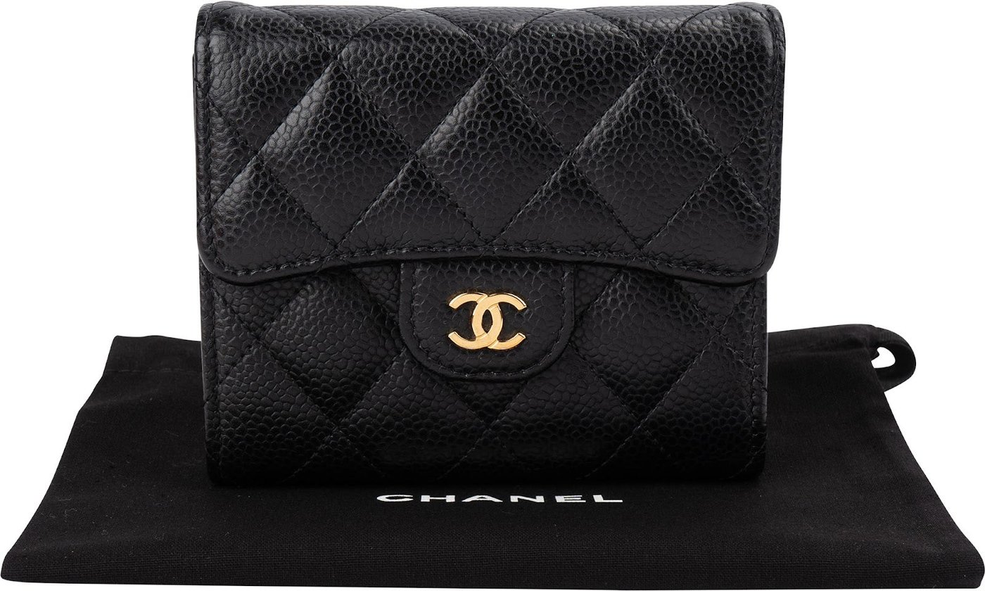 Chanel Quilted Caviar Leather CC Small Flap Wallet