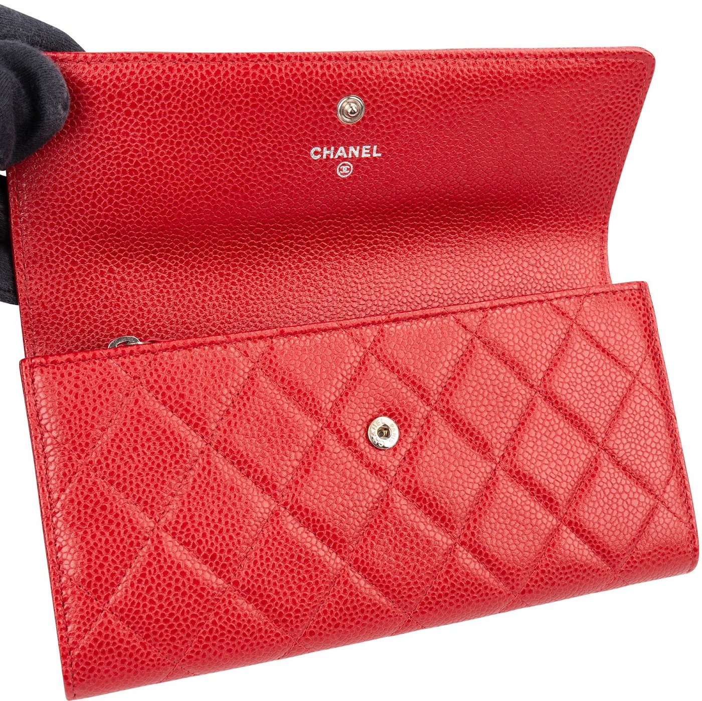 Chanel Quilted Caviar Leather Classic CC Flap Wallet