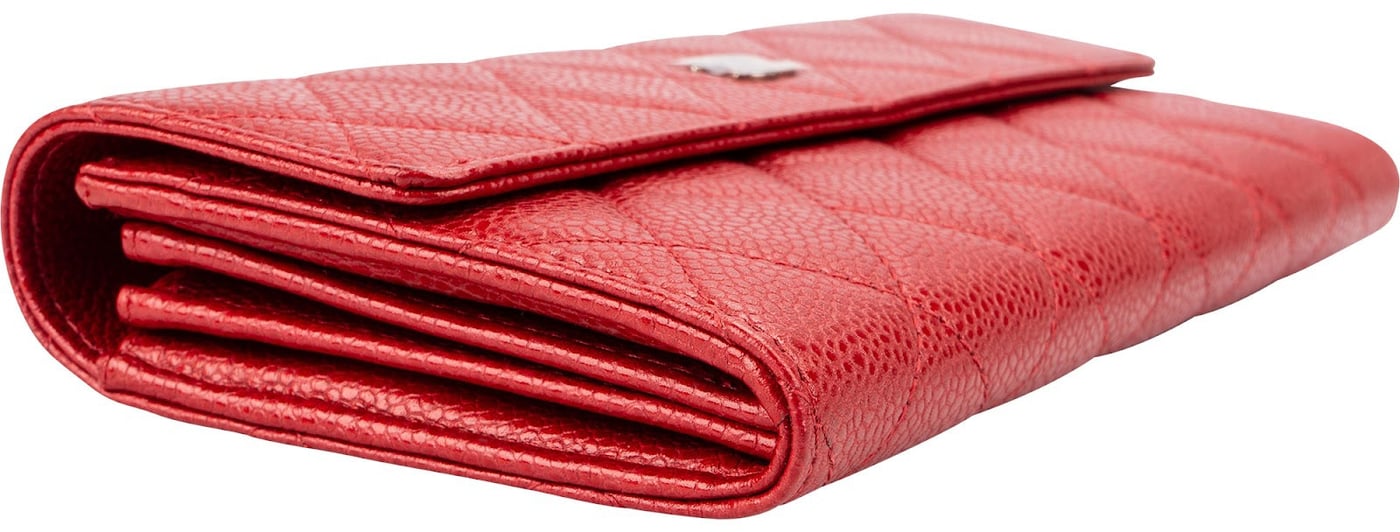 Chanel Quilted Caviar Leather Classic CC Flap Wallet