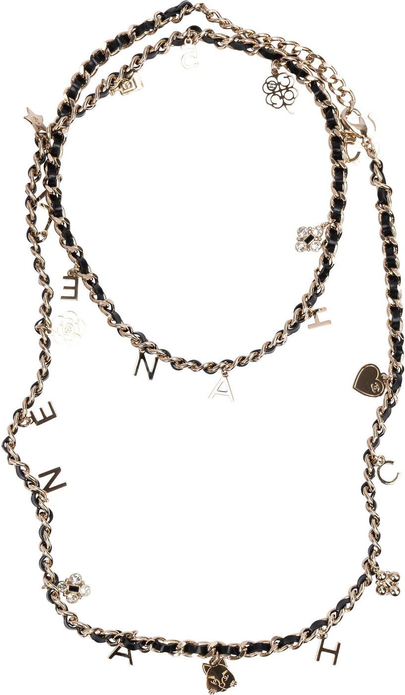 Chanel Multicolor Leather Woven Chain Charm Necklace