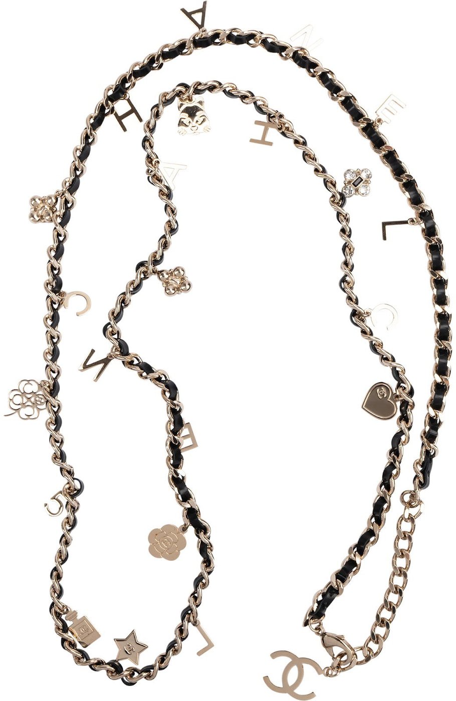 Chanel Multicolor Leather Woven Chain Charm Necklace