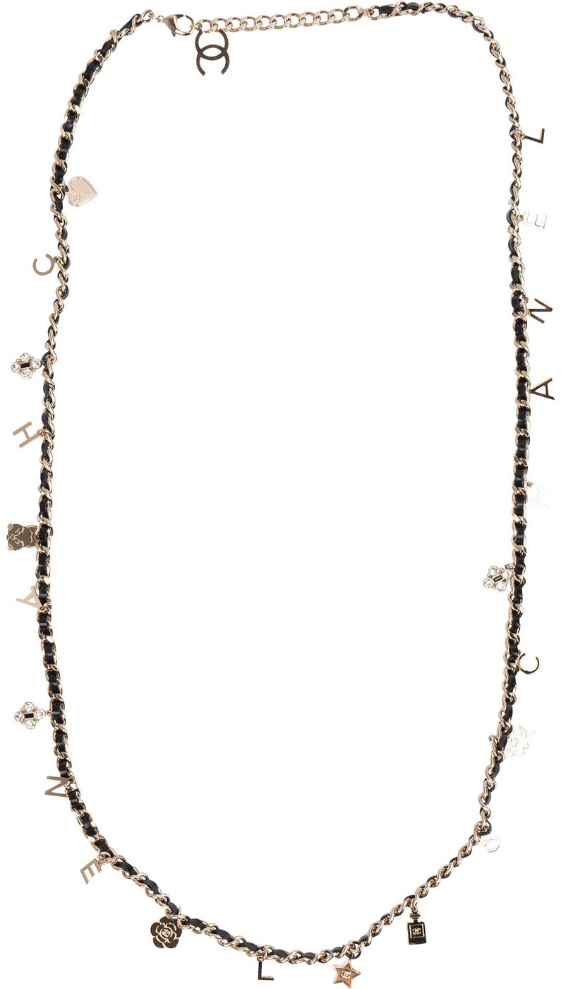 Chanel Multicolor Leather Woven Chain Charm Necklace
