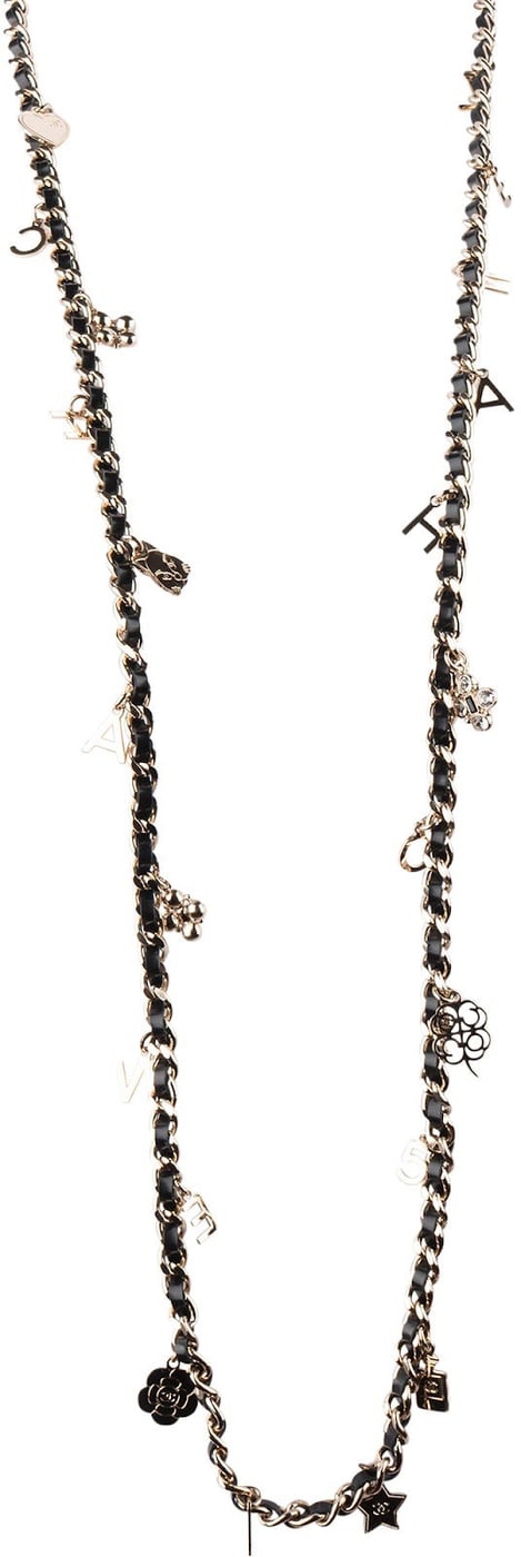 Chanel Multicolor Leather Woven Chain Charm Necklace