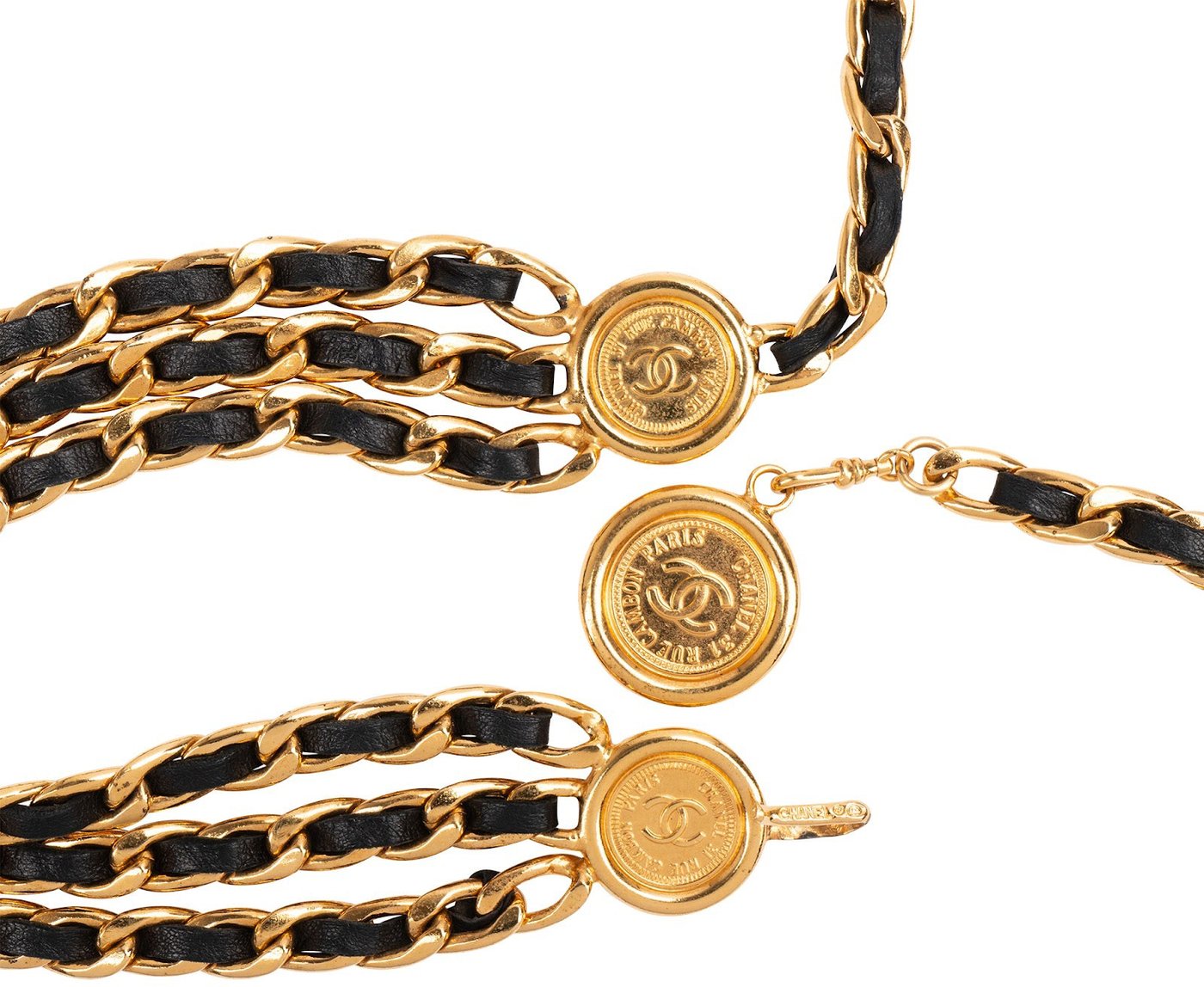 Chanel Golden Coins Leather Vintage Medallion Belly Chain Bauchkette