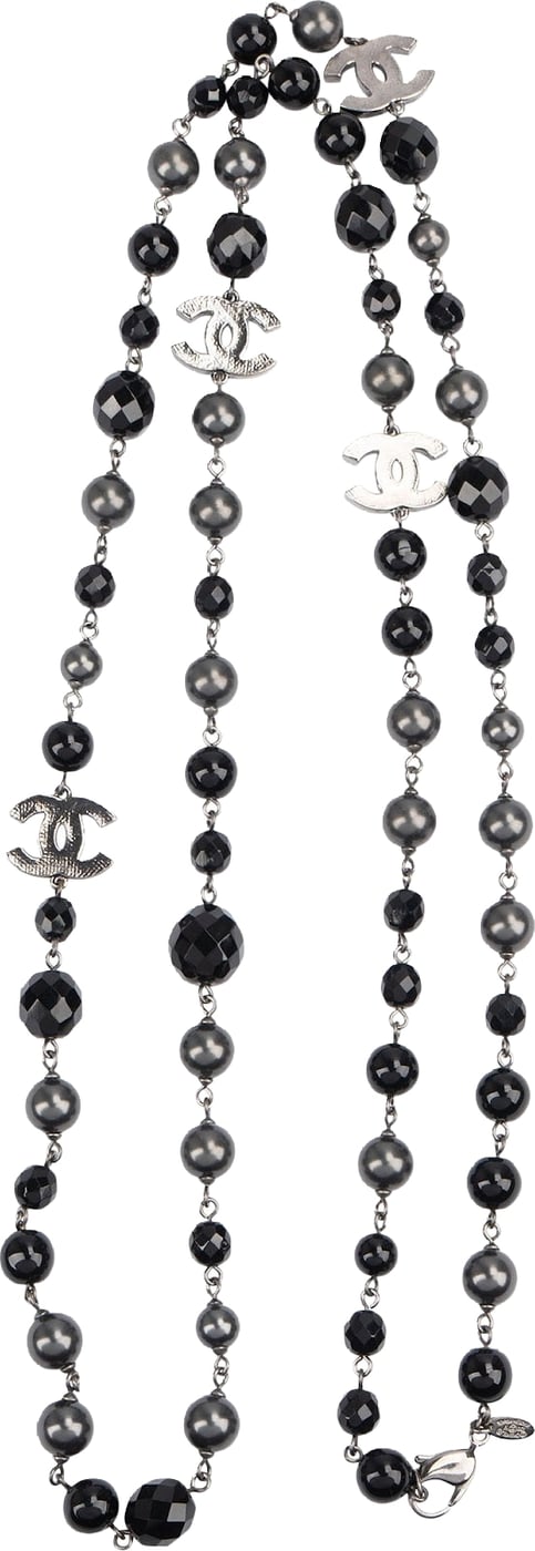 Chanel Faux Pearl Crystal CC Sautoir Necklace