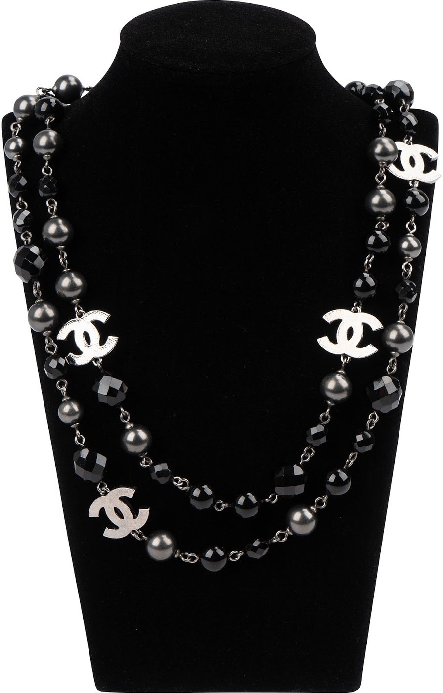 Chanel Faux Pearl Crystal CC Sautoir Necklace