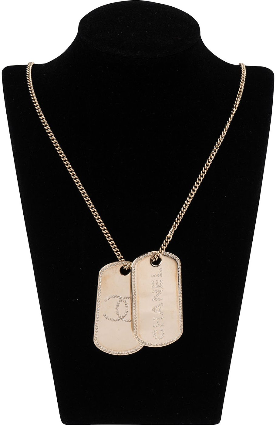 Chanel Crystal CC Dog Tag Necklace