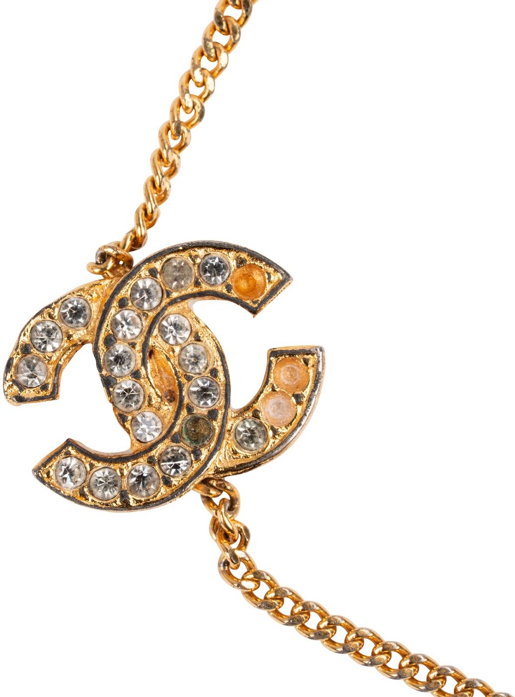 Chanel Vintage 1982 Crystal CC Emblem Charm Bracelet Armband