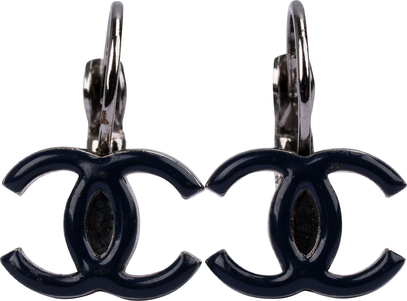Chanel Black CC Emblem Earrings