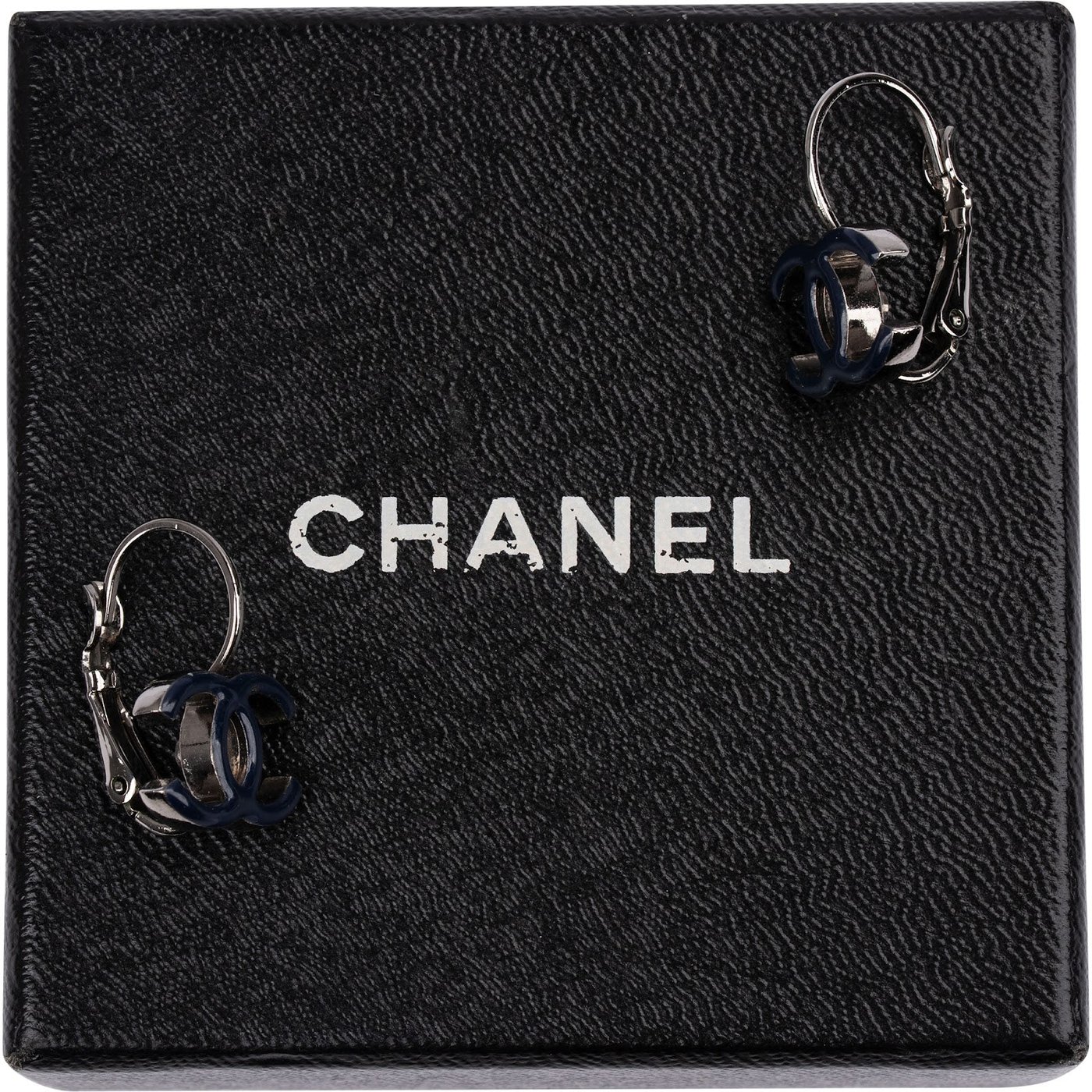 Chanel Black CC Emblem Earrings