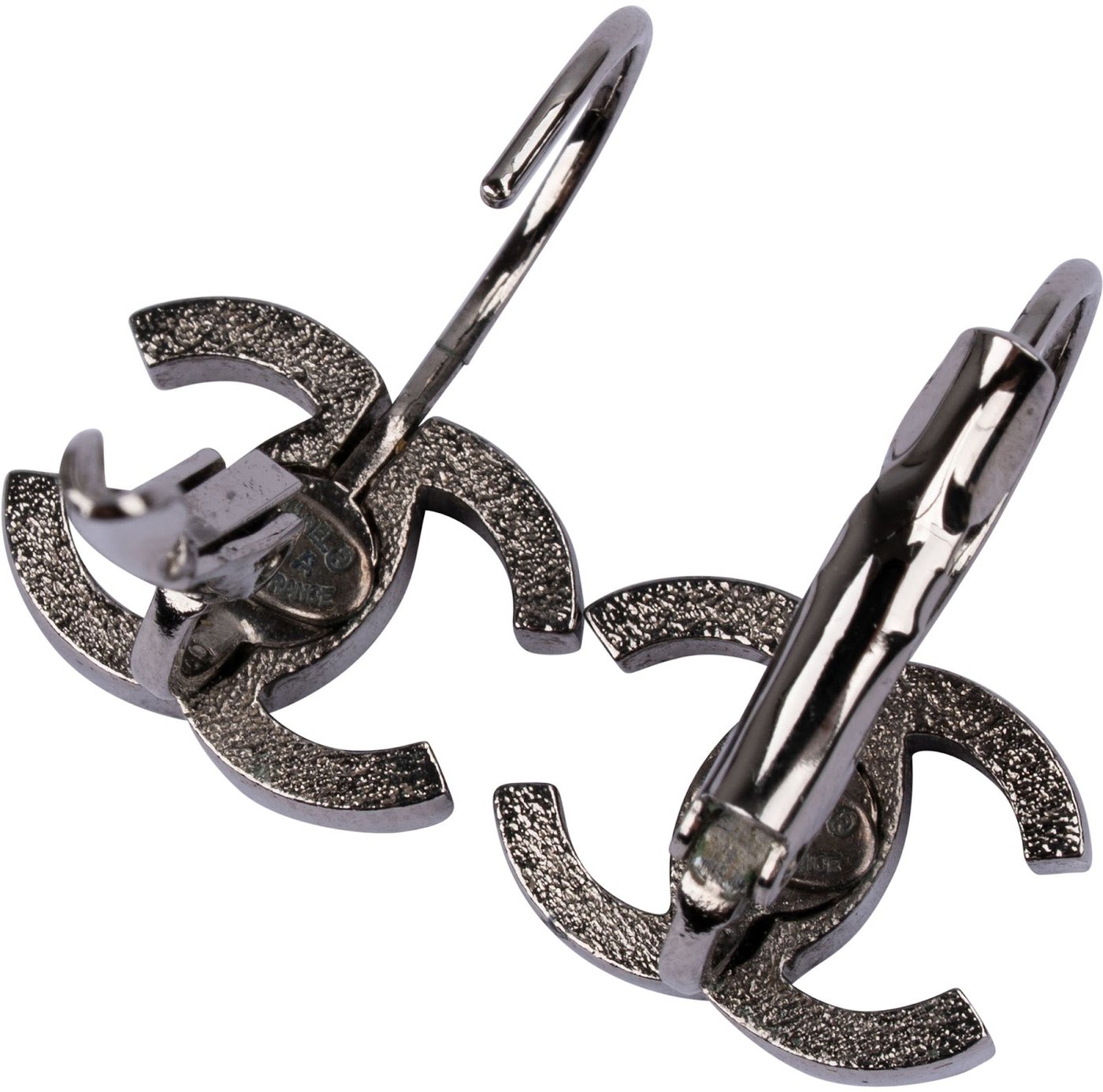 Chanel Black CC Emblem Earrings