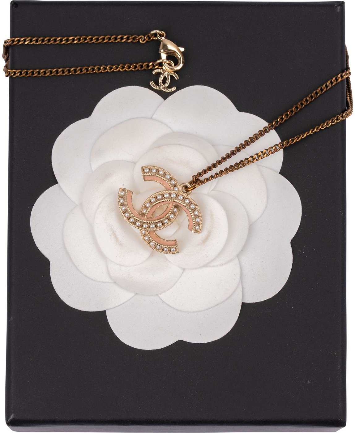 Chanel Pearl CC Emblem Necklace