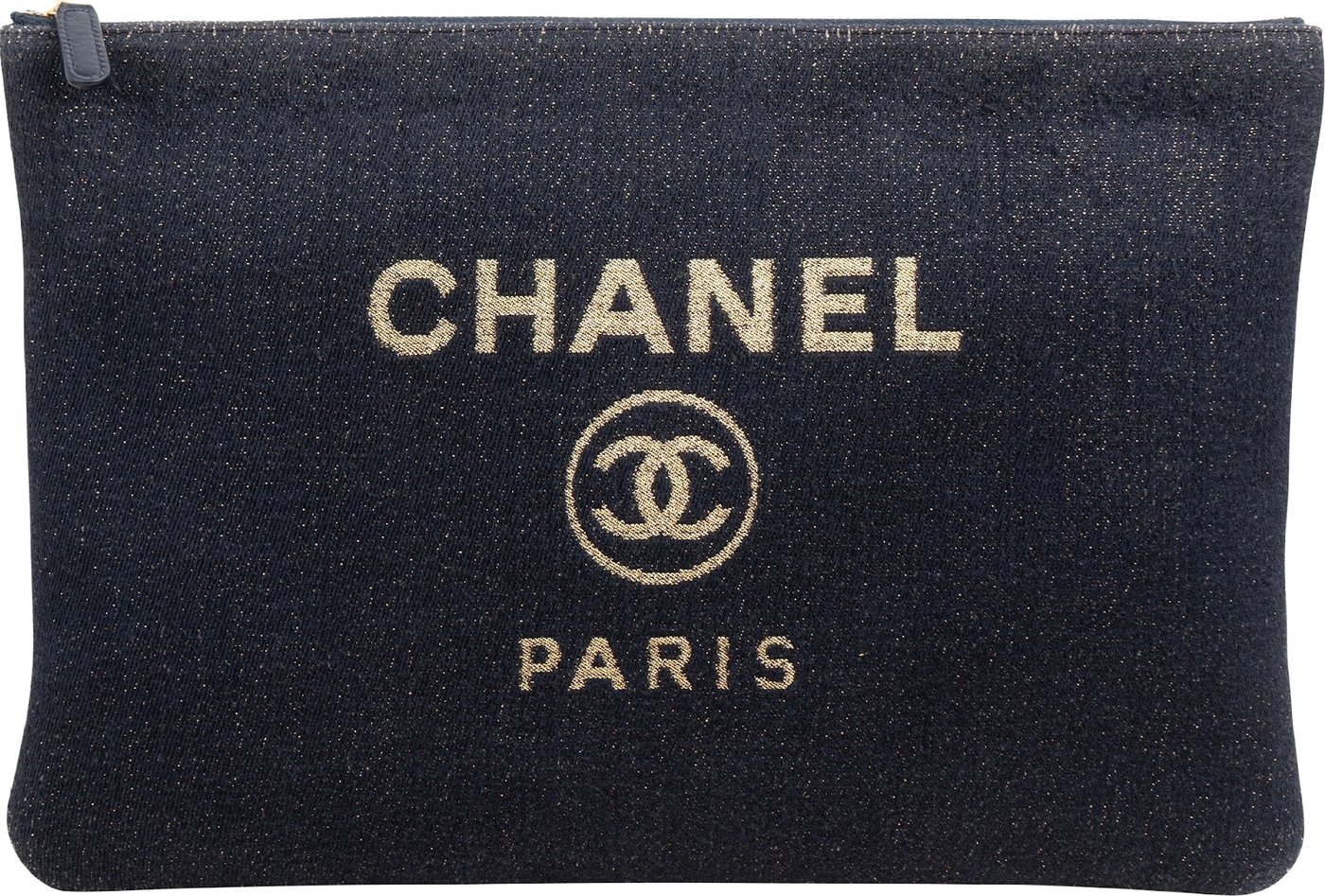 Chanel Tweed Glitter Denim CC Clutch