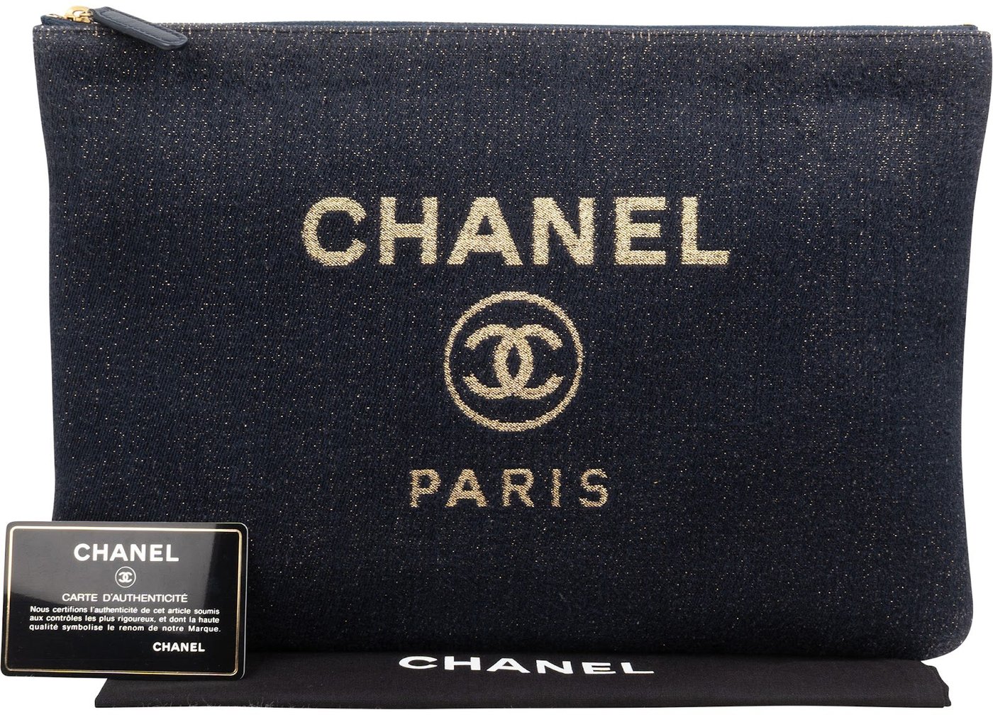 Chanel Tweed Glitter Denim CC Clutch