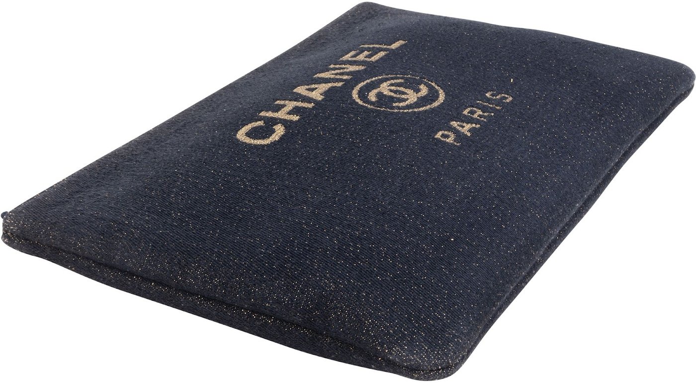 Chanel Tweed Glitter Denim CC Clutch