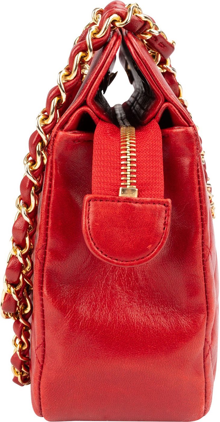Chanel Red Quilted Lambskin Vintage Shoulder Bag