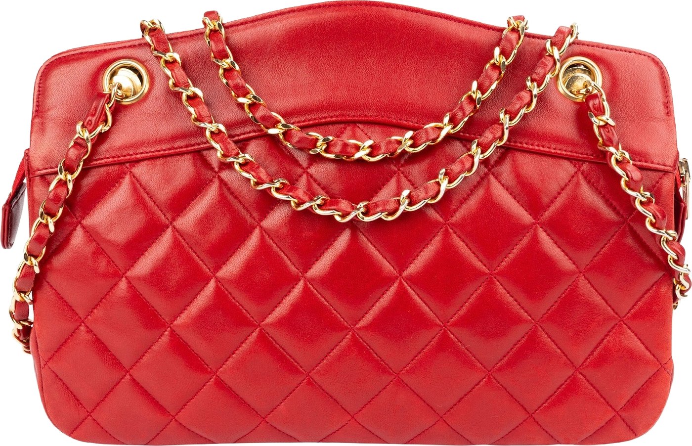 Chanel Red Quilted Lambskin Vintage Shoulder Bag