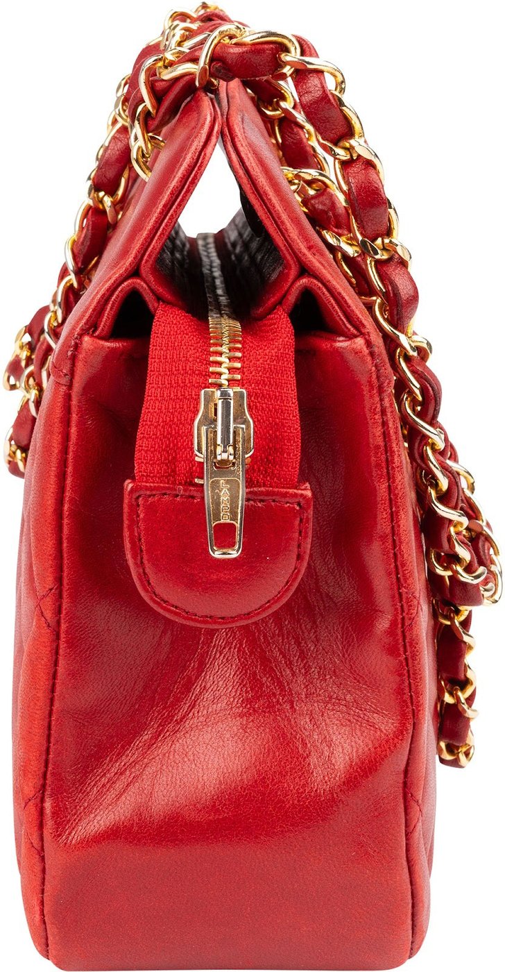 Chanel Red Quilted Lambskin Vintage Shoulder Bag