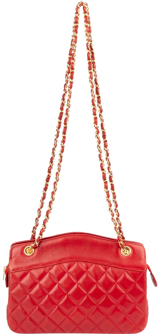 Chanel Red Quilted Lambskin Vintage Shoulder Bag