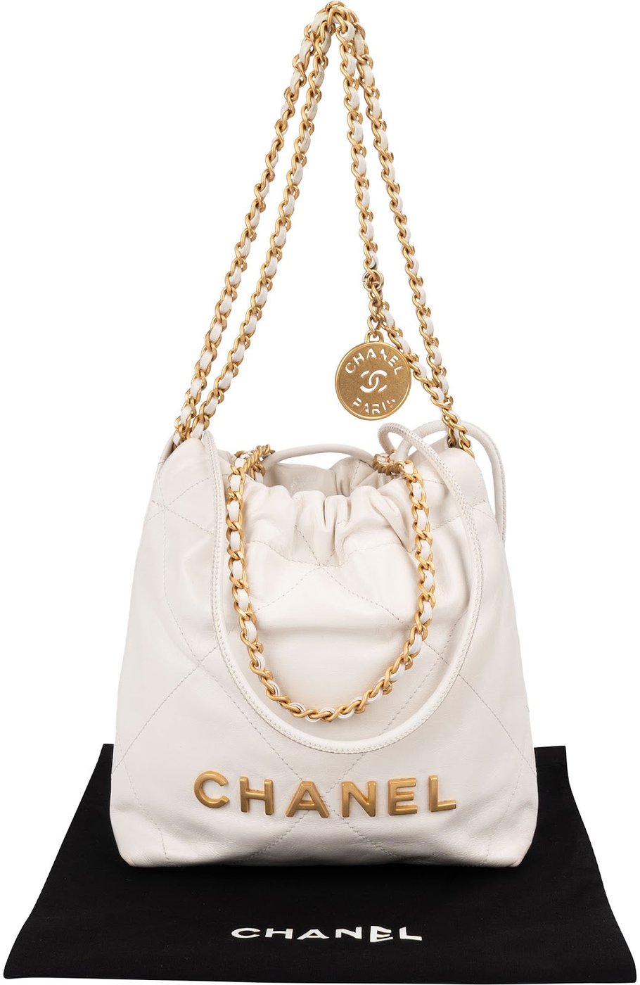 Chanel 22 Quilted Calfskin Drawstring Crossbody Shoulder Bag