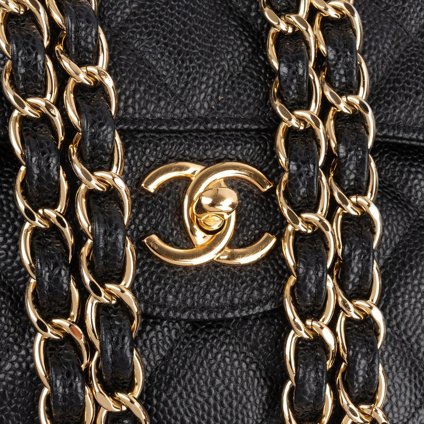 Chanel Quilted Caviar Leather Jumbo Double Flap Crossbody Bag