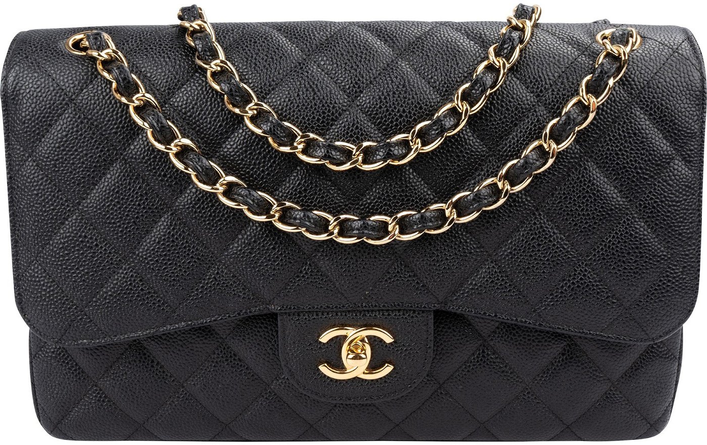 Chanel Quilted Caviar Leather Jumbo Double Flap Crossbody Bag
