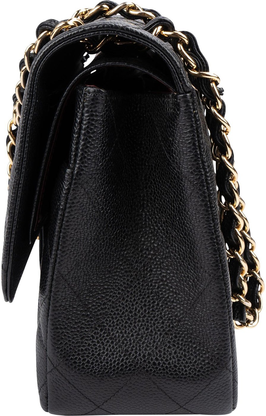 Chanel Quilted Caviar Leather Jumbo Double Flap Crossbody Bag