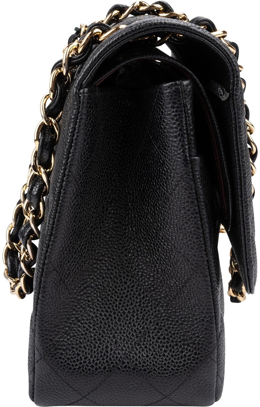 Chanel Quilted Caviar Leather Jumbo Double Flap Crossbody Bag