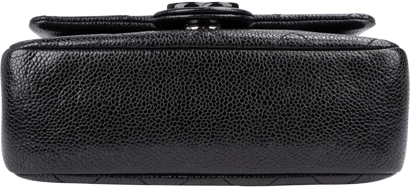 Chanel Quilted Caviar Leather Ultramatte So Black Mini Rectangular Single Flap Crossbody Bag