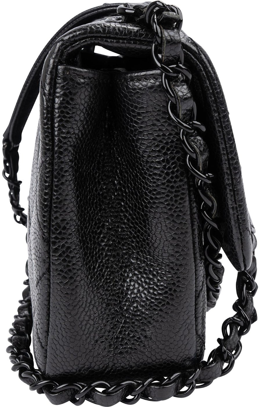 Chanel Quilted Caviar Leather Ultramatte So Black Mini Rectangular Single Flap Crossbody Bag