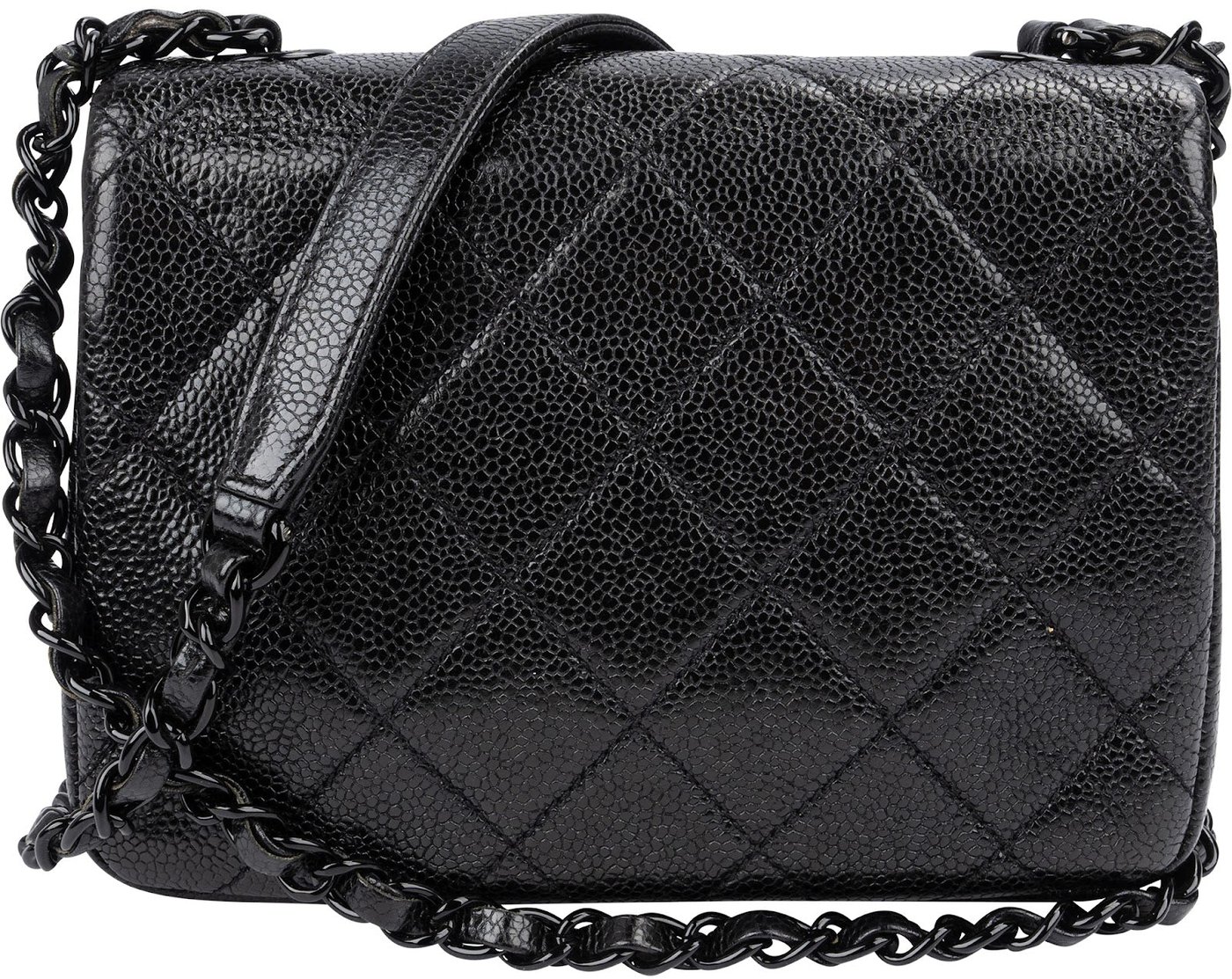 Chanel Quilted Caviar Leather Ultramatte So Black Mini Rectangular Single Flap Crossbody Bag