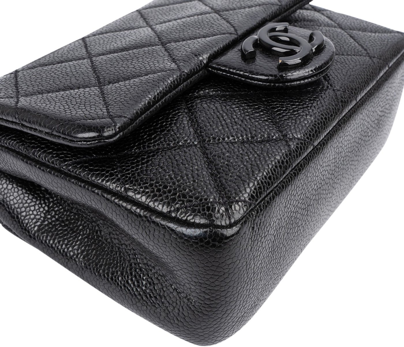 Chanel Quilted Caviar Leather Ultramatte So Black Mini Rectangular Single Flap Crossbody Bag