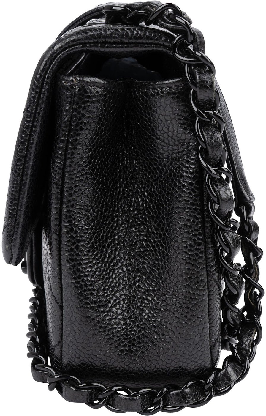 Chanel Quilted Caviar Leather Ultramatte So Black Mini Rectangular Single Flap Crossbody Bag
