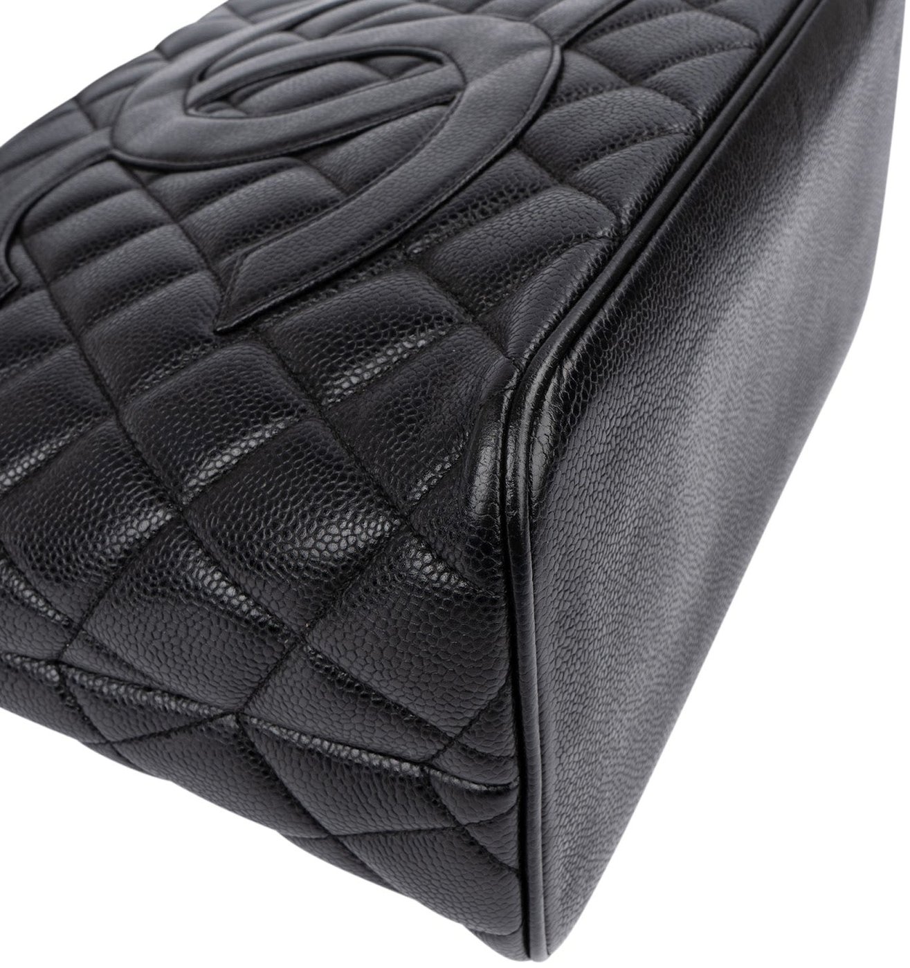 Chanel Quilted Caviar Leather Medallion CC Tote Handbag