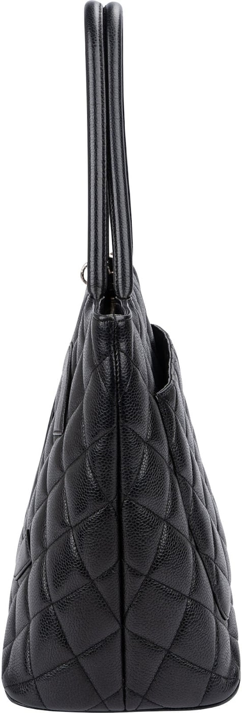 Chanel Quilted Caviar Leather Medallion CC Tote Handbag