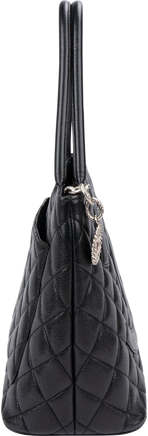 Chanel Quilted Caviar Leather Medallion CC Tote Handbag