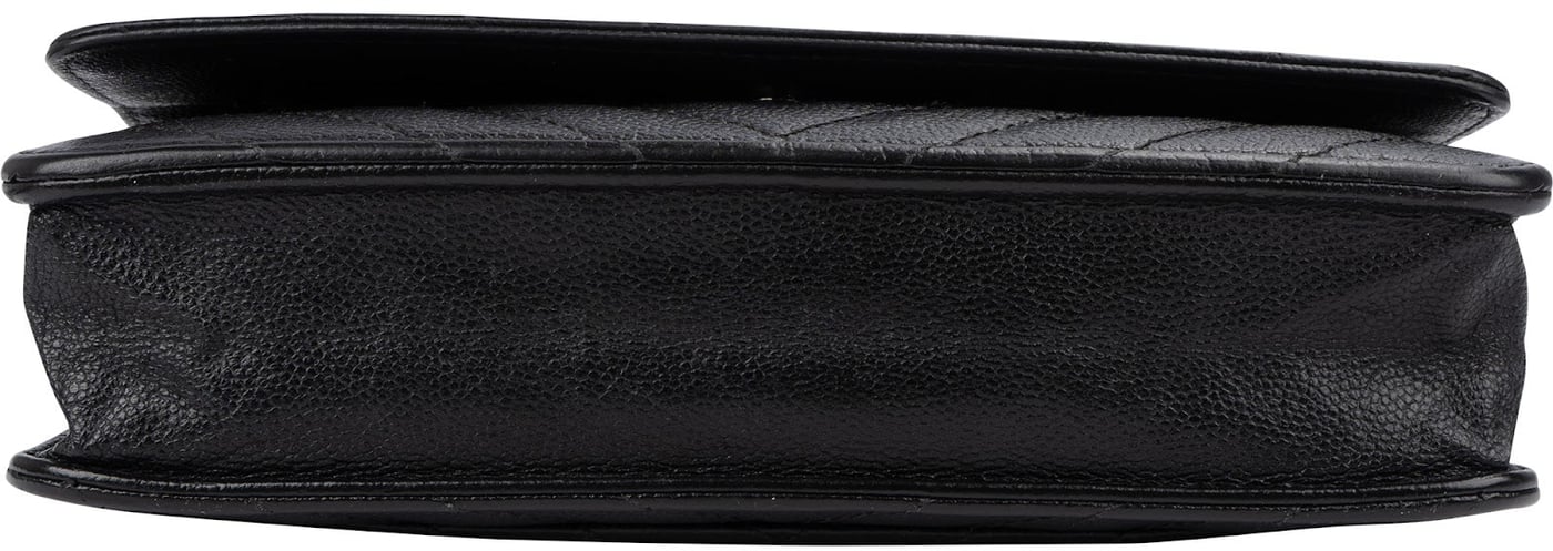 Chanel Caviar Chevron Leather Palladium Wallet On Chain Crossbody Bag