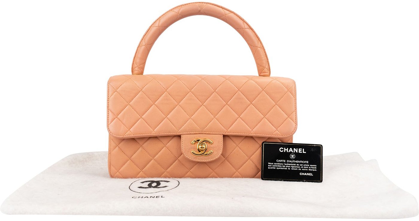 Chanel Quilted Lambskin 24K Gold Single Flap Top Handle Handbag