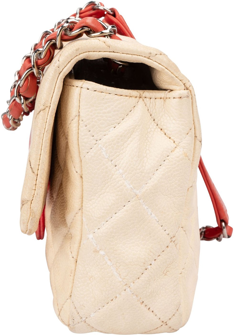 Chanel Quilted Bicolor Caviar Leather Single Flap Shoulder Bag